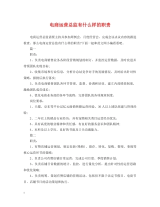 电商运营总监有什么样的职责 