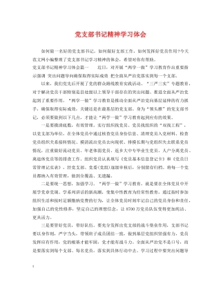 党支部书记精神学习体会