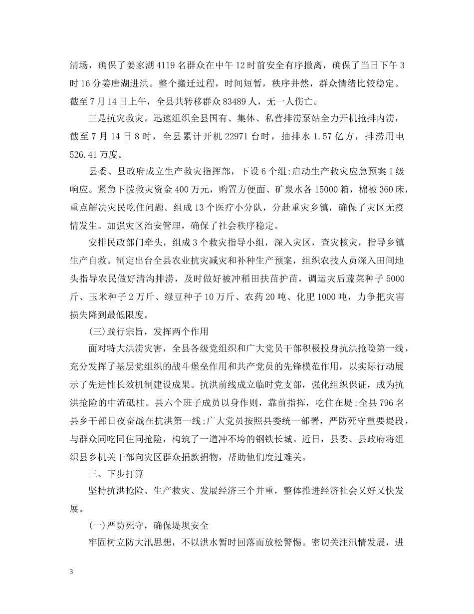 防洪防汛救灾工作汇报参考范文 _第3页