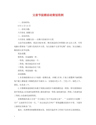 父亲节促销活动策划范例 