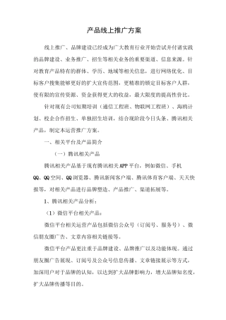 产品线上推广方案