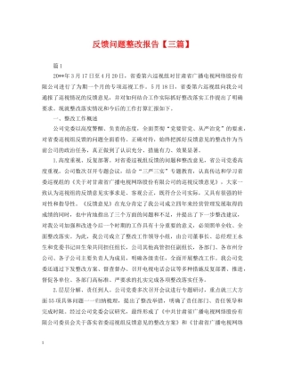 反馈问题整改报告【三篇】 