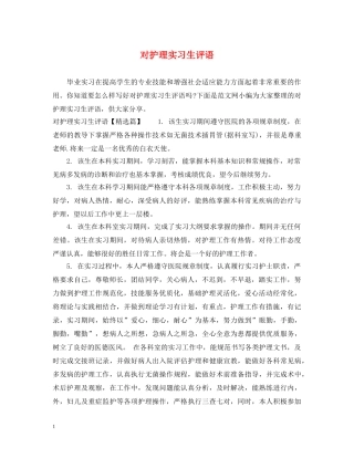 对护理实习生评语 