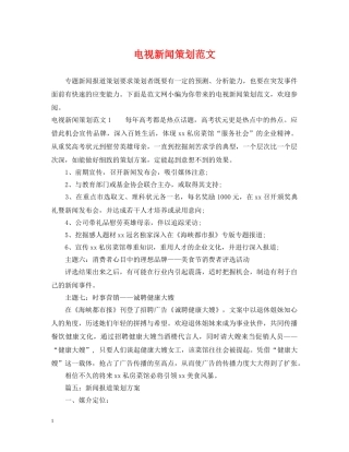 电视新闻策划范文 