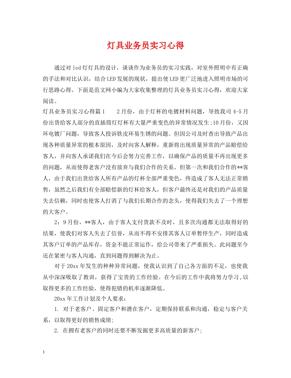 灯具业务员实习心得 _第1页