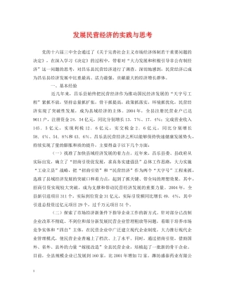 发展民营经济的实践与思考 