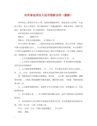 对外承包项目人民币借款合同（最新） 