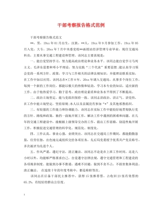 干部考察报告格式范例 