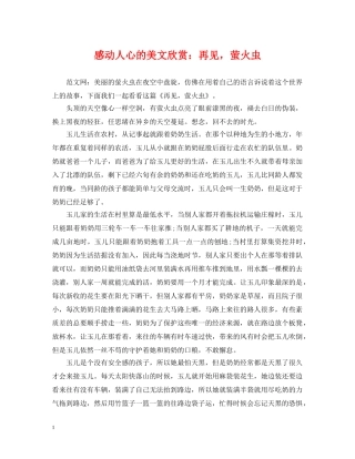 感动人心的美文欣赏：再见，萤火虫 