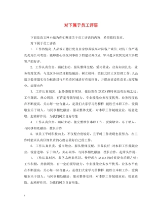 对下属于员工评语 