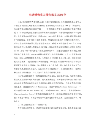 电话销售实习报告范文3000字 