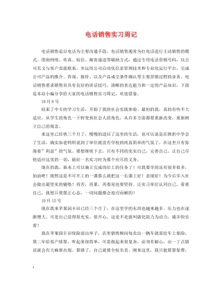 电话销售实习周记 