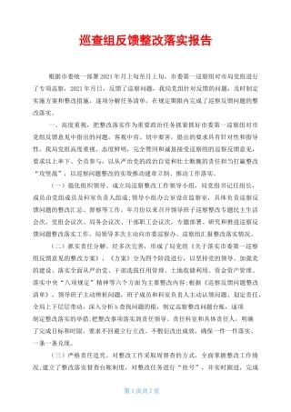 巡查组反馈整改落实报告