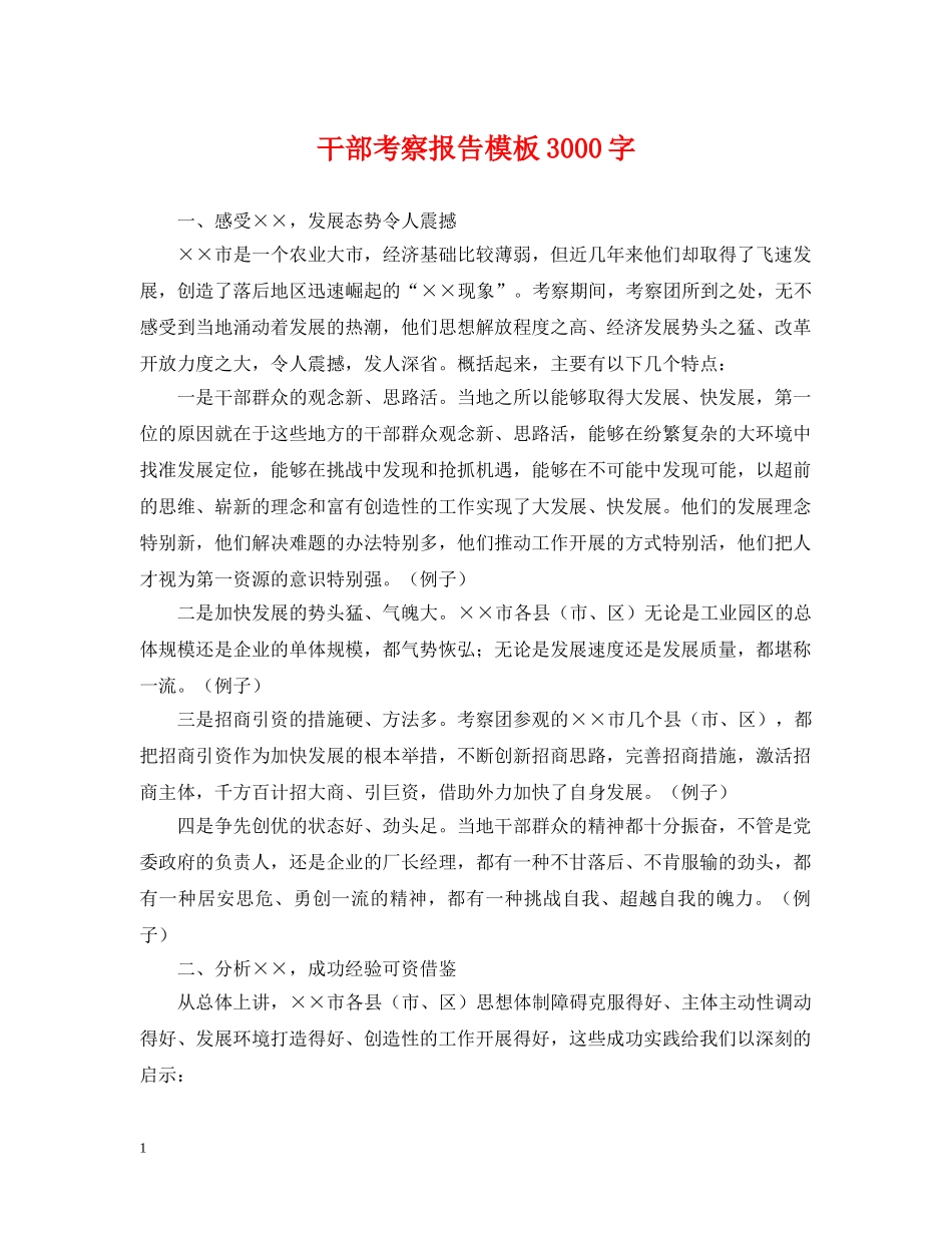干部考察报告模板3000字 _第1页