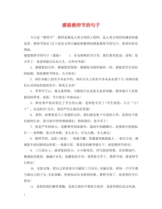感恩教师节的句子 