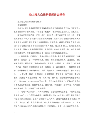 赴上海大众挂职锻炼体会报告 