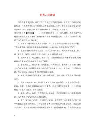 对实习生评语 