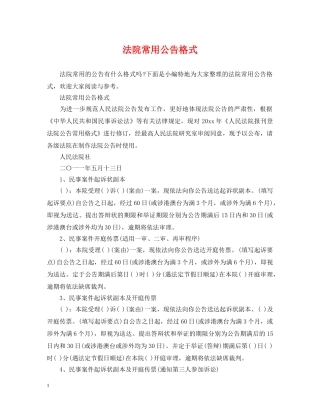 法院常用公告格式 