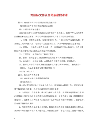 对招标文件及合同条款的承诺 