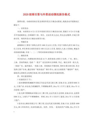 2024招商引资与外资活动情况报告格式