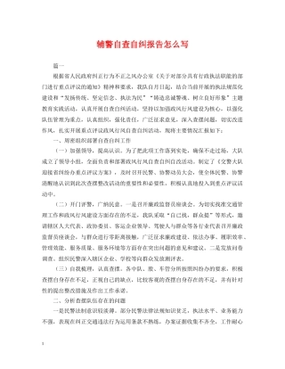 辅警自查自纠报告怎么写 