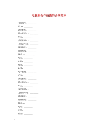 电视剧合作拍摄的合同范本 