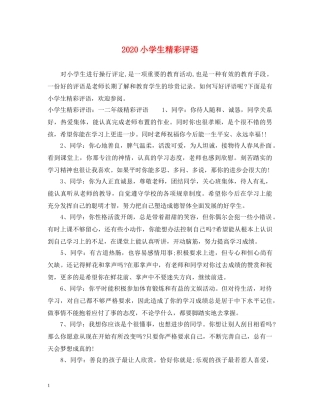 2024小学生精彩评语