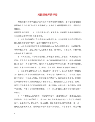 对授课教师的评语 