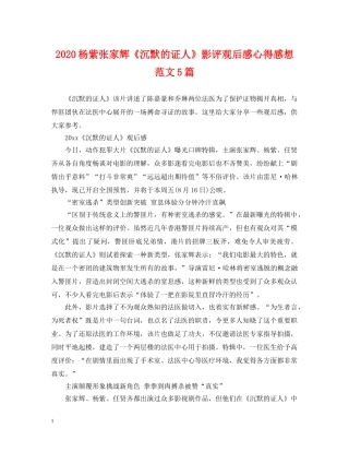 2024杨紫张家辉《沉默的证人》影评观后感心得感想范文5篇