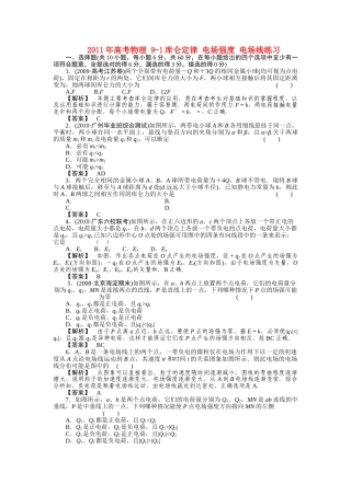 高考物理 91库仑定律 电场强度 电场线练习 