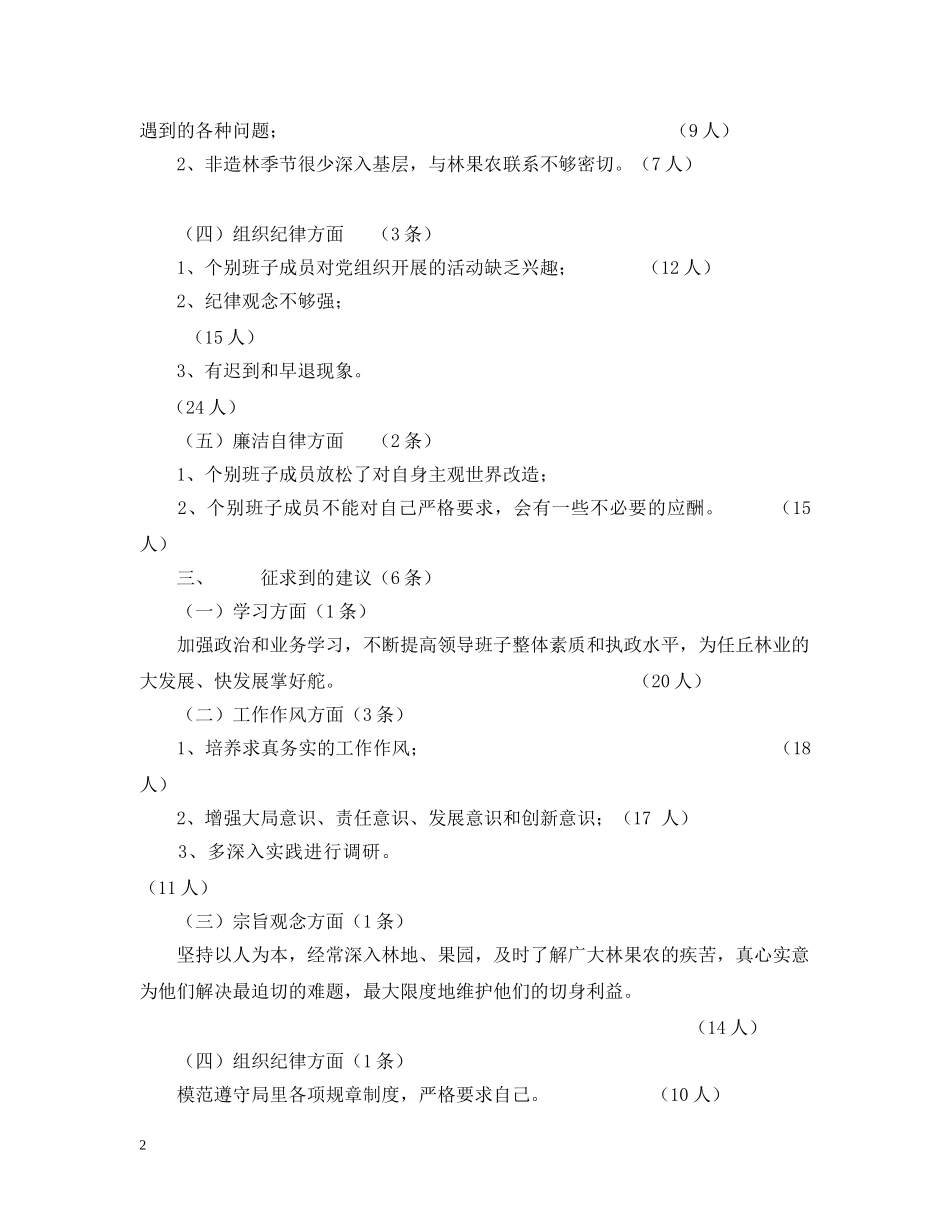 对林业局领导班子意见和建议的梳理情况 _第2页