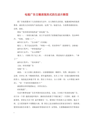 电视广告文稿表现形式的生活片断型 