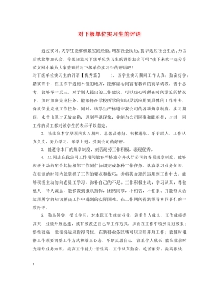 对下级单位实习生的评语 