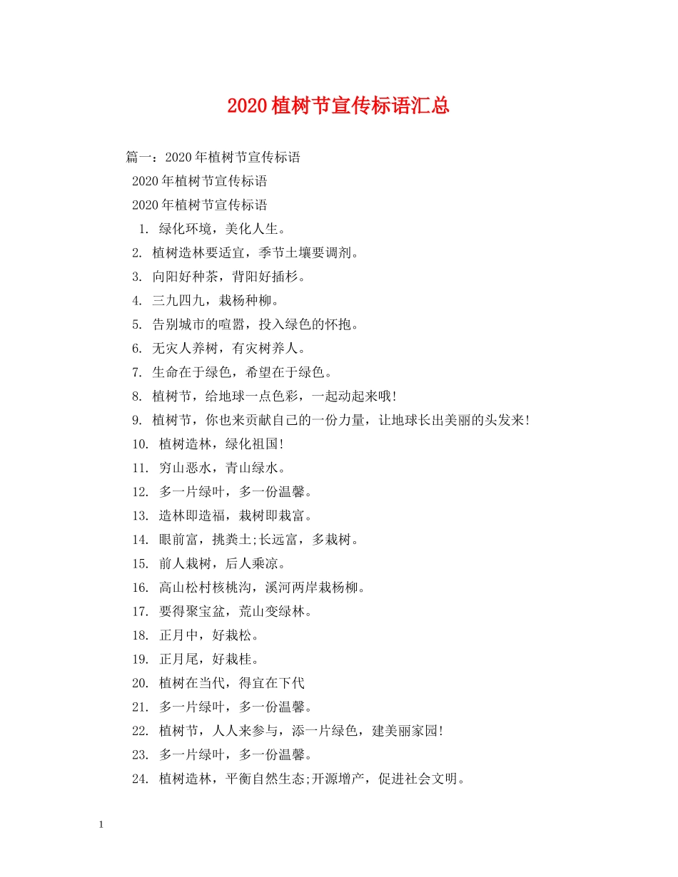 2024植树节宣传标语汇总_第1页
