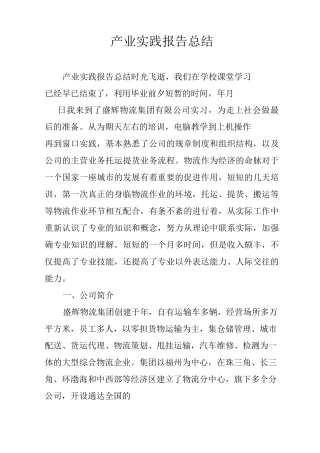 产业实践报告总结