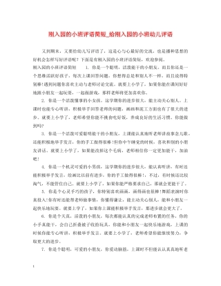 刚入园的小班评语简短_给刚入园的小班幼儿评语
