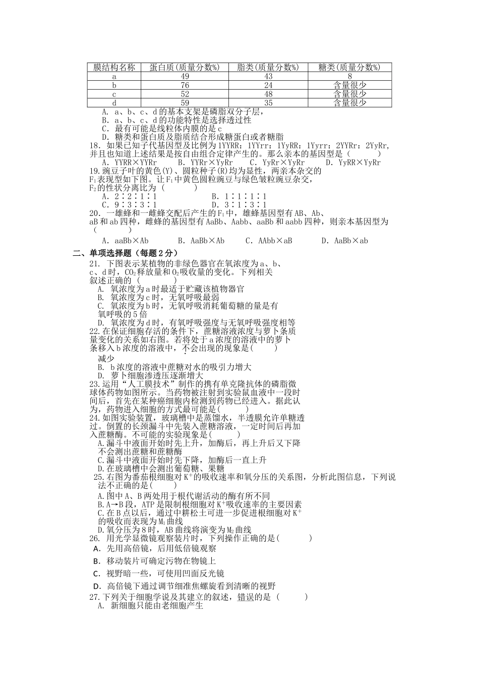 福建省福州市罗源2011高三生物上学期期中试题新人教版会员独享 _第3页