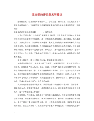党支部的评价意见和建议