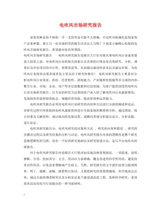 电吹风市场研究报告 