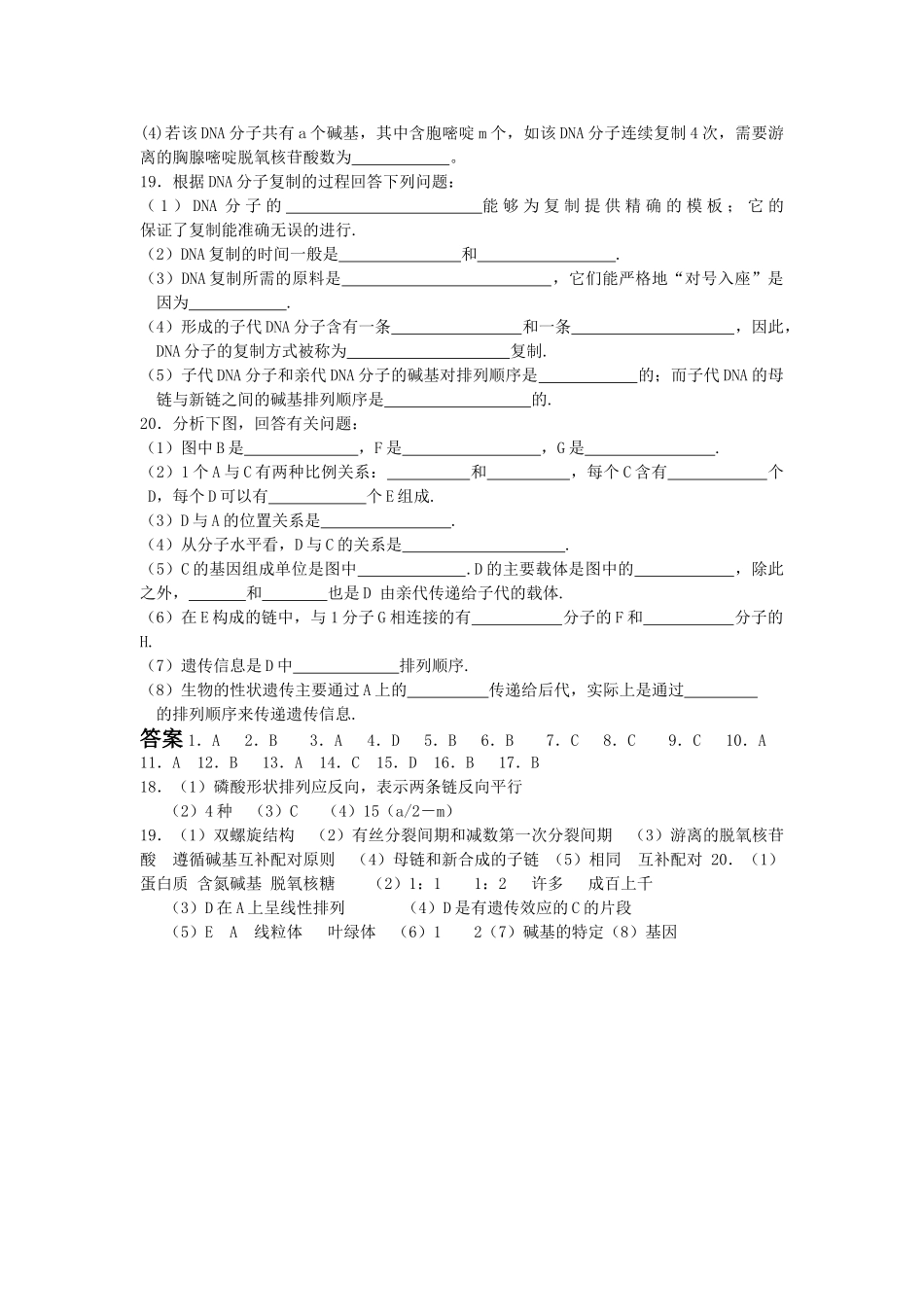 高考生物总复习备考考点必背知识 遗传的分子基础 _第3页