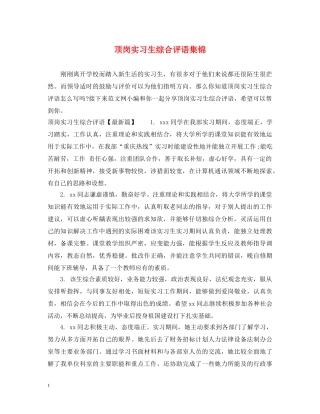 顶岗实习生综合评语集锦 