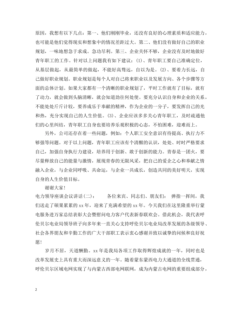 电力领导座谈会议讲话 _第2页