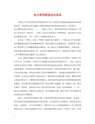 电力领导座谈会议讲话 
