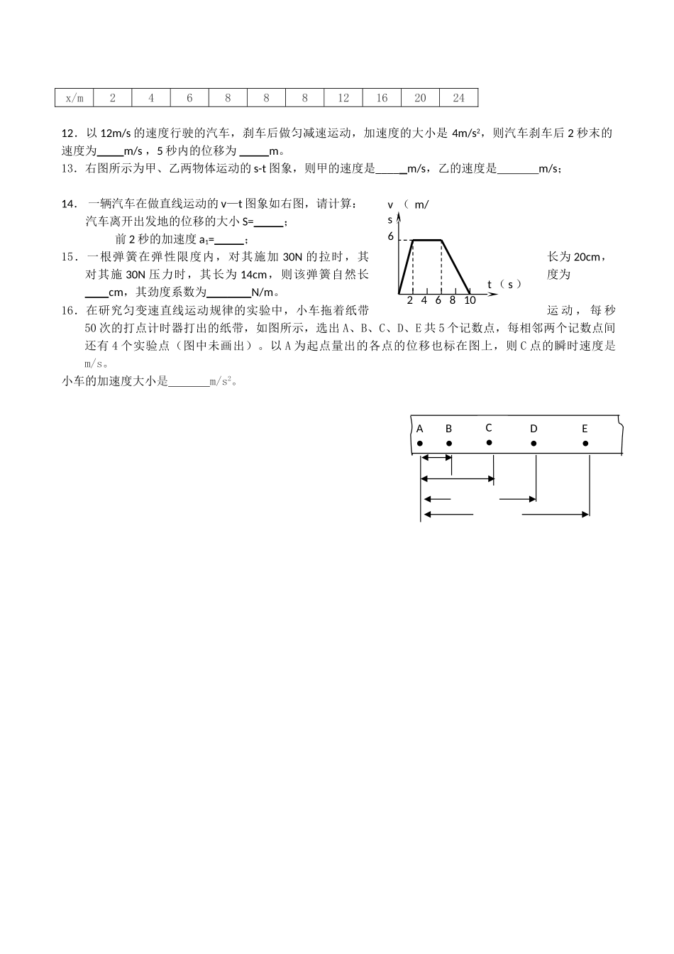 福建省厦门市杏南20102011高一物理上学期期中试题新人教版会员独享 _第2页