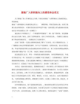 服装厂入职积极向上的感受体会范文 