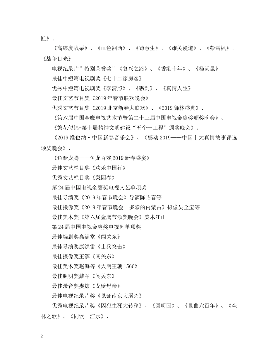 第七届金鹰节获奖情况 _第2页