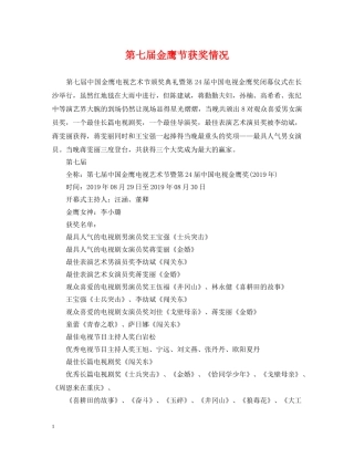 第七届金鹰节获奖情况 