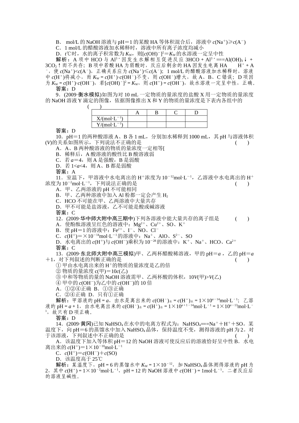 高考化学第一轮总复习 第8章 第二节练习 _第2页