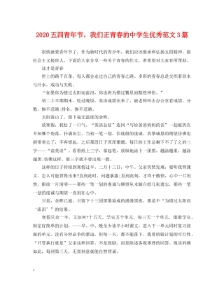 2024五四青年节，我们正青春的生优秀范文3篇