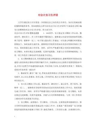 对会计实习生评语 